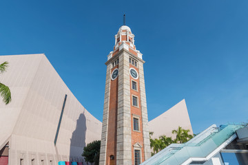 Historical landmark clock tower in Tsim Sha Tsui district, Hong Kong city
