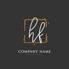 Handwritten initial letter H F HF for identity and logo. Vector logo template with handwriting and signature style.