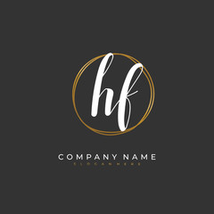 Handwritten initial letter H F HF for identity and logo. Vector logo template with handwriting and signature style.