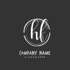 Handwritten initial letter H F HF for identity and logo. Vector logo template with handwriting and signature style.