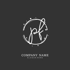 Handwritten initial letter P F PF for identity and logo. Vector logo template with handwriting and signature style.