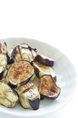Grilled eggplant on dish for asian food image