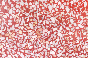 Multicolor terrazzo floor old texture , white , gray and red background