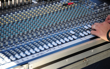 Fototapeta premium Sound mixing board for music performances.