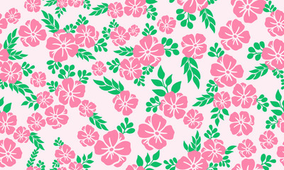 Elegant pink flower for valentine, with seamless and blooms of leaf and floral pattern decor.