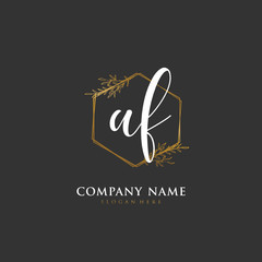 Handwritten initial letter A F AF for identity and logo. Vector logo template with handwriting and signature style.
