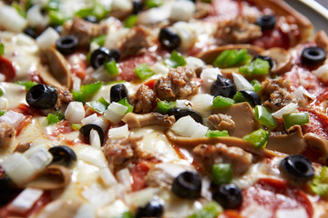 pizza with mushrooms and cheese