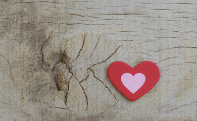 Heart on wooden.