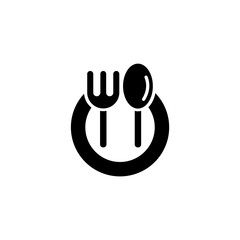 Fork and spoon vector icon on white background.