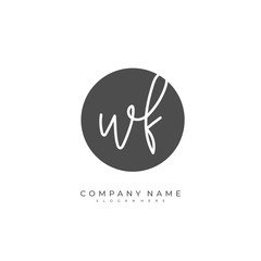 Handwritten initial letter W F WF for identity and logo. Vector logo template with handwriting and signature style.
