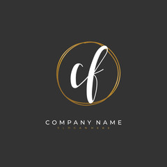 Handwritten initial letter C F CF for identity and logo. Vector logo template with handwriting and signature style.