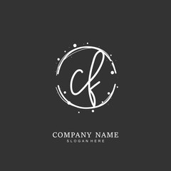 Handwritten initial letter C F CF for identity and logo. Vector logo template with handwriting and signature style.