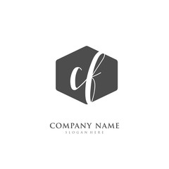 Handwritten initial letter C F CF for identity and logo. Vector logo template with handwriting and signature style.