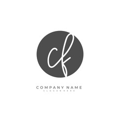 Handwritten initial letter C F CF for identity and logo. Vector logo template with handwriting and signature style.