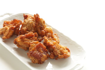 Homemade fried chicken on white dish