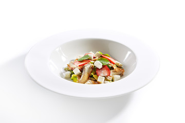Salad with Smoked Eel Fish or Unagi, Avocado and Strawberries