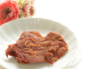 Taiwanese food, pork jerky spicy snack food