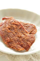 Taiwanese food, pork jerky spicy snack food