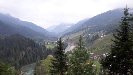 Fototapeta na wymiar View of a Village in Neelum Valley Azad Kashmir