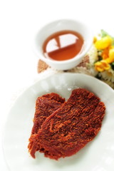 Taiwanese food, pork jerky spicy snack food