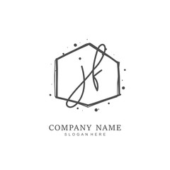Handwritten initial letter J F JF for identity and logo. Vector logo template with handwriting and signature style.