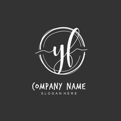  Handwritten initial letter Y F YF for identity and logo. Vector logo template with handwriting and signature style.