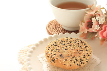 Chinese confectionery, black sesame paste cake on dish