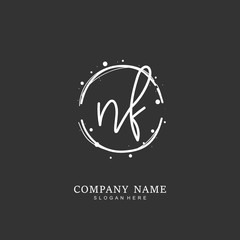  Handwritten initial letter N F NF for identity and logo. Vector logo template with handwriting and signature style.
