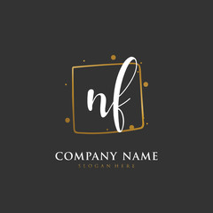  Handwritten initial letter N F NF for identity and logo. Vector logo template with handwriting and signature style.