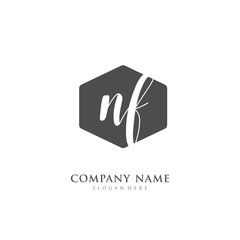  Handwritten initial letter N F NF for identity and logo. Vector logo template with handwriting and signature style.