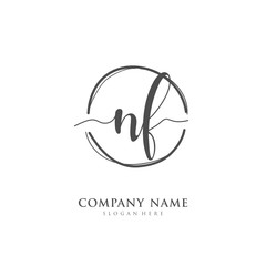  Handwritten initial letter N F NF for identity and logo. Vector logo template with handwriting and signature style.