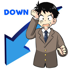 成績が下がってショックを受ける学生のイラスト