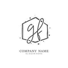 Handwritten initial letter G F GF for identity and logo. Vector logo template with handwriting and signature style.