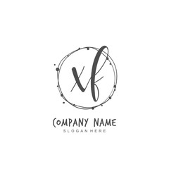 Handwritten initial letter X F XF for identity and logo. Vector logo template with handwriting and signature style.