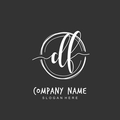 Handwritten initial letter D F DF for identity and logo. Vector logo template with handwriting and signature style.