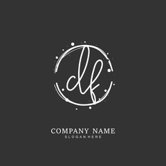 Handwritten initial letter D F DF for identity and logo. Vector logo template with handwriting and signature style.