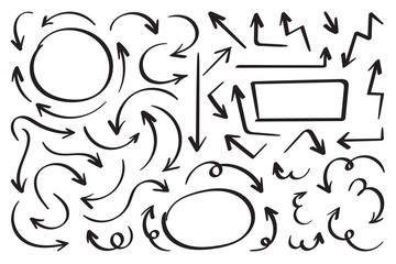 Hand drawn arrow vector icons set.