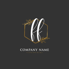 Handwritten initial letter F FF for identity and logo. Vector logo template with handwriting and signature style.