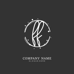 Handwritten initial letter F FF for identity and logo. Vector logo template with handwriting and signature style.