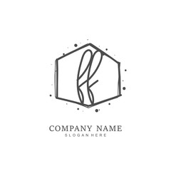 Handwritten initial letter F FF for identity and logo. Vector logo template with handwriting and signature style.