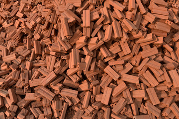 Dense red brown brick pile