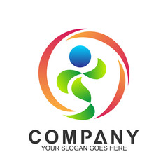 abstract people logo in circle shape