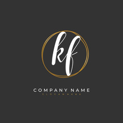 Handwritten initial letter K F KF for identity and logo. Vector logo template with handwriting and signature style.