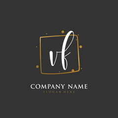 Handwritten initial letter V F VF for identity and logo. Vector logo template with handwriting and signature style.