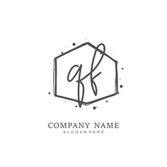 Handwritten initial letter Q F QF for identity and logo. Vector logo template with handwriting and signature style.