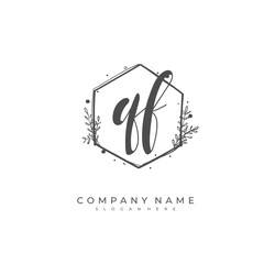 Handwritten initial letter Q F QF for identity and logo. Vector logo template with handwriting and signature style.