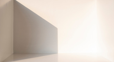 Light and shadow scene in a white room
