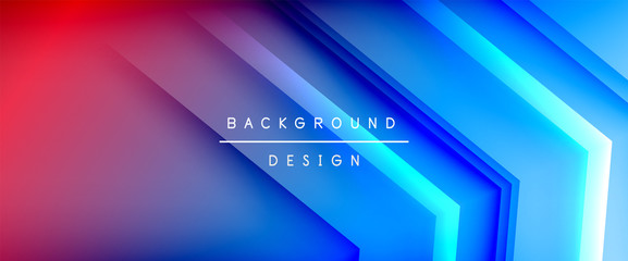 Arrow lines, technology digital template with shadows and lights on gradient background. Trendy simple fluid color gradient abstract background with dynamic straight shadow lines effect