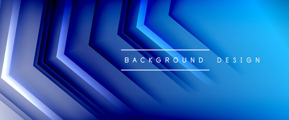 Arrow lines, technology digital template with shadows and lights on gradient background. Trendy simple fluid color gradient abstract background with dynamic straight shadow lines effect