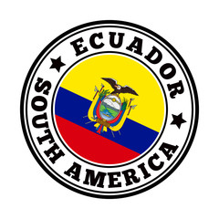 Ecuador sign. Round country logo with flag of Ecuador. Vector illustration.